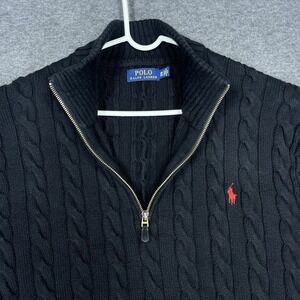 Polo Ralph Lauren Sweater Mens 3XB Black Cable Knit 1/4 Zip Chunky fishermans